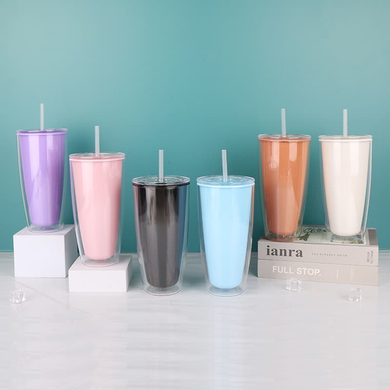 New Korean style water bottle for summer, high-value, large capacity, double-layer straw cup, cute and trendy for girls with straw.