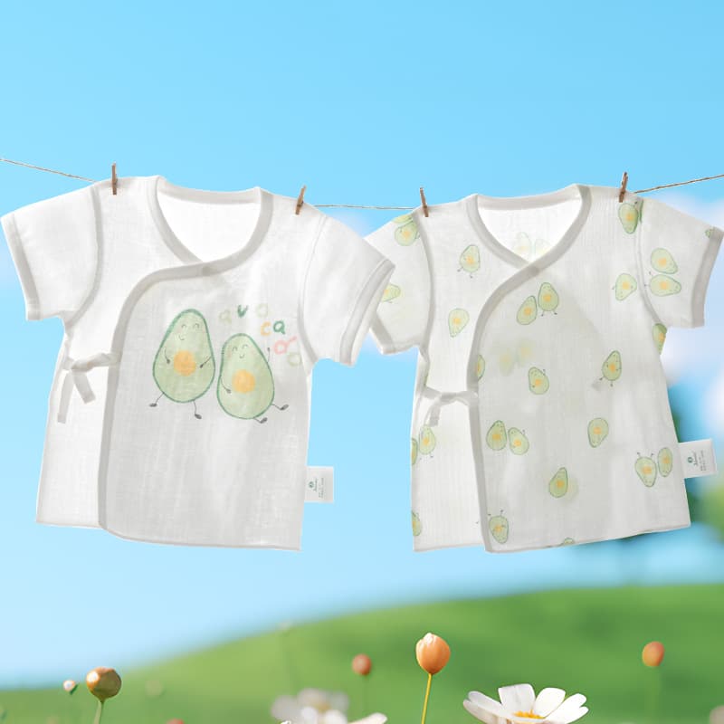 Newborn Baby Clothes 0-3 Months Cotton Gauze Short Sleeve Summer Thin Unisex Infant Monk Robe 2-Pack
