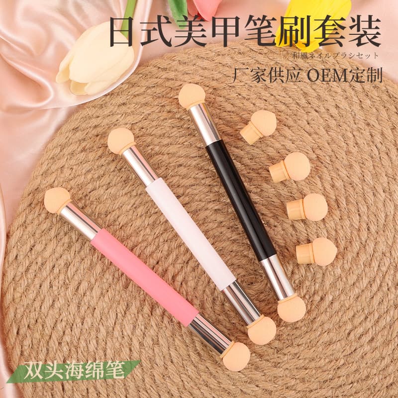 Double-Ended Sponge Nail Art Brush, Sponge Dotting Brush, Blending Liquid Double-Ended Dotting Brush, Painting Brush, Gradient Brush, Stippling Brush
