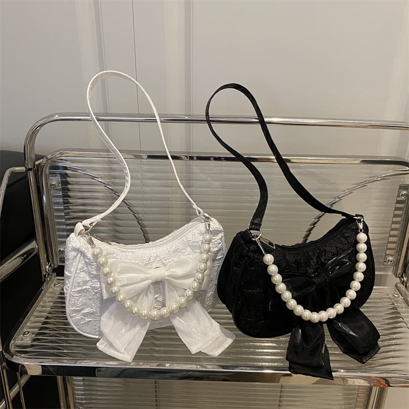 Fashionable Bow Top-Handle Pearl Bag Trendy New Crossbody Mini Bag Summer Popular Women's Shoulder Bag