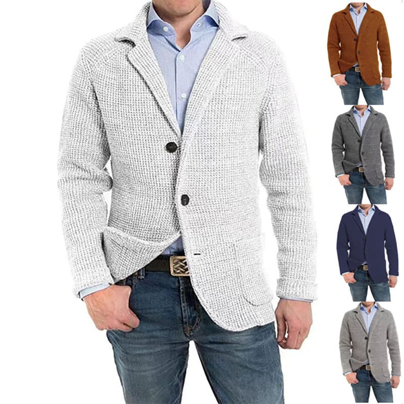 Men's Casual Knitted Cardigan Sweater Stand Collar Long Sleeve European American Fashion Men's Autumn Winter Men's Warm Cardigan Jacket