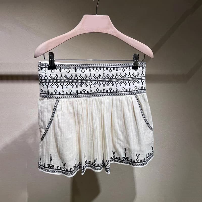 Niche 2024 spring and autumn new style embroidered trim high waist casual skirt for women