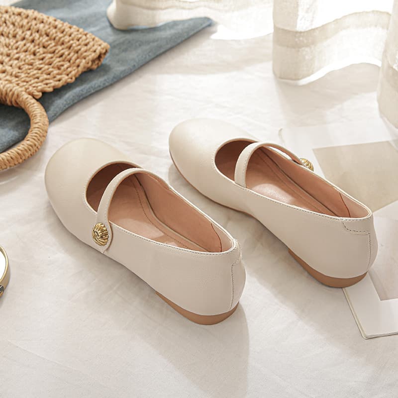 Mary Jane Shoes for Women 2026 Summer New Style Shallow Round-Toe Flat Shoes French Style Versatile Soft-Soled Large Size Shoes