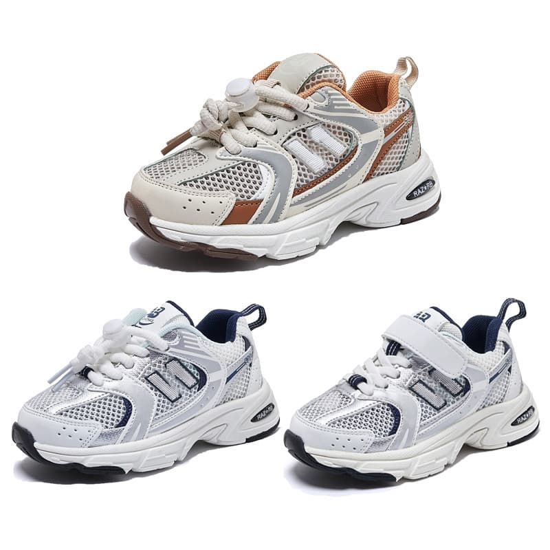 Kids Mesh Sports Shoes Breathable Lightweight Shock Absorption Velcro Slip-On Running Shoes for Boys And Girls Summer Autumn