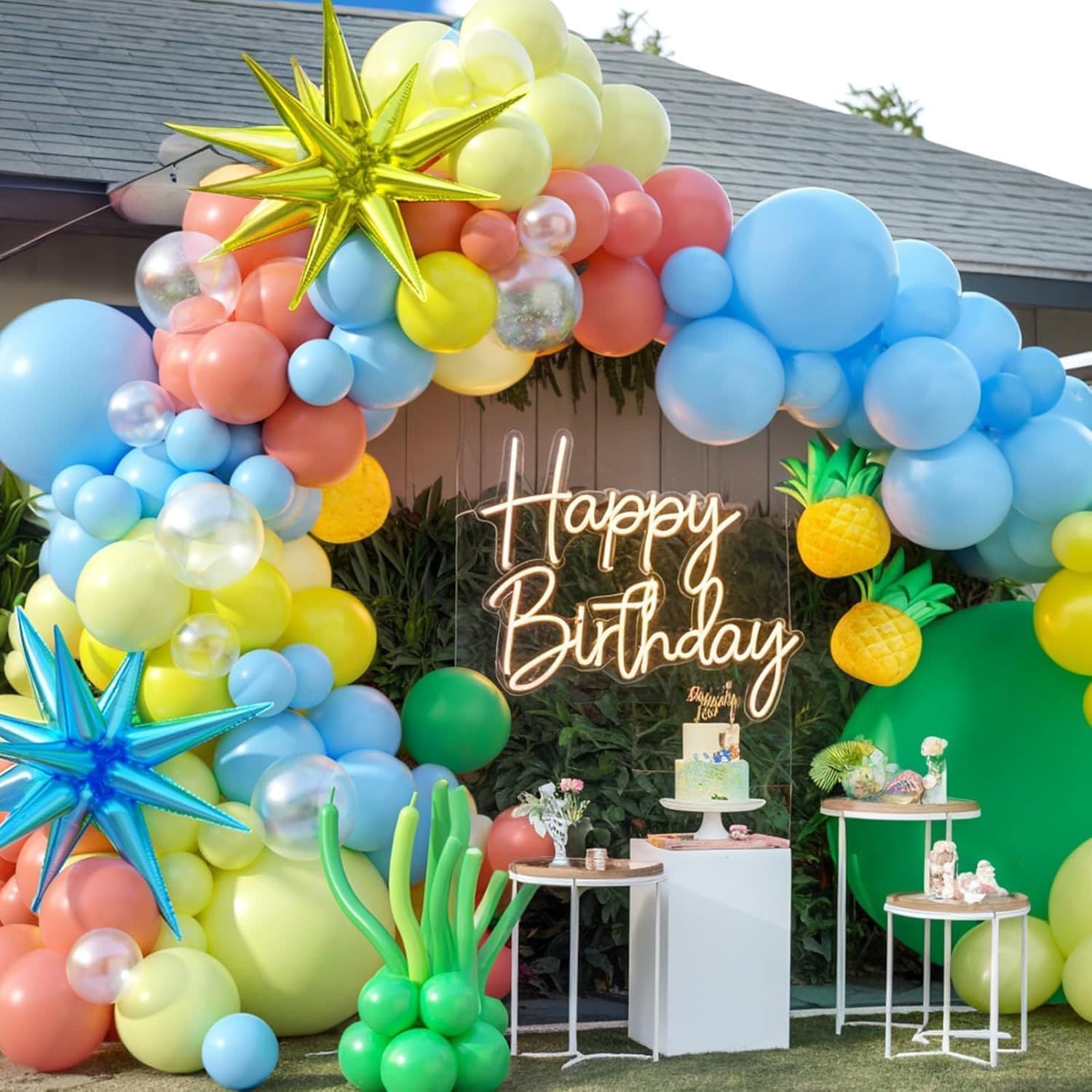 Cross-border Hot-selling Summer Beach Theme Balloon Set Pineapple Explosion Children's Birthday Summer Beach Theme Party