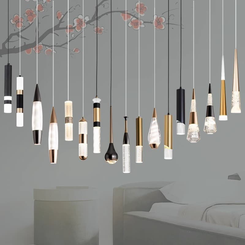 Bedroom bedside pendant light with long hanging wire, living room accent wall modern minimalist light luxury Nordic entryway bar light