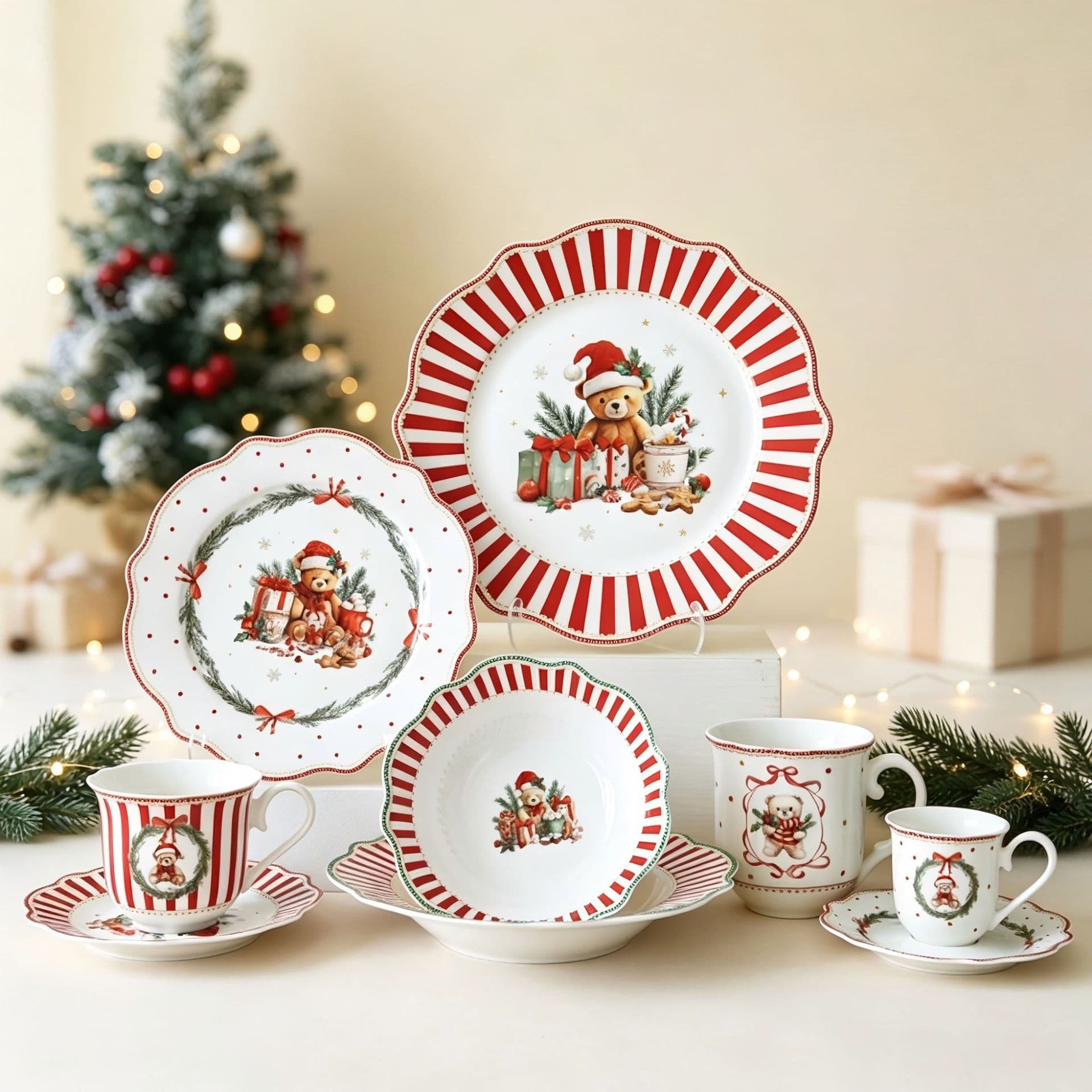 1688 Hot-Selling Christmas High-Temperature Ceramic Tableware High-Appearance Bowls, Plates, Cups for Hotels, Homestays, Catering, Supports Dropshipping
