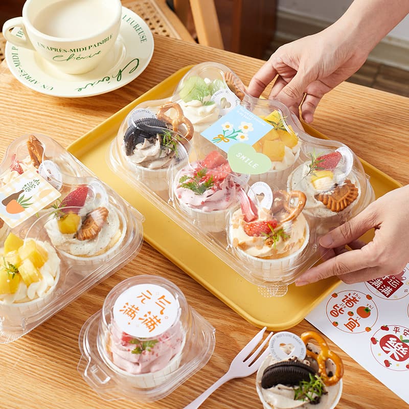 Cupcake Box Single/Two-Piece Dessert Transparent Thickened Blister Box 2 Muffin Cup Packing Box