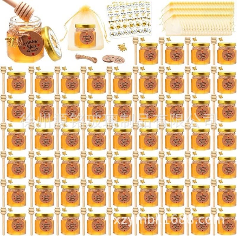 Cross-border hot-selling stock combination set 1.5oz honey bottle honey jar honey gift jar jam jar with FCM