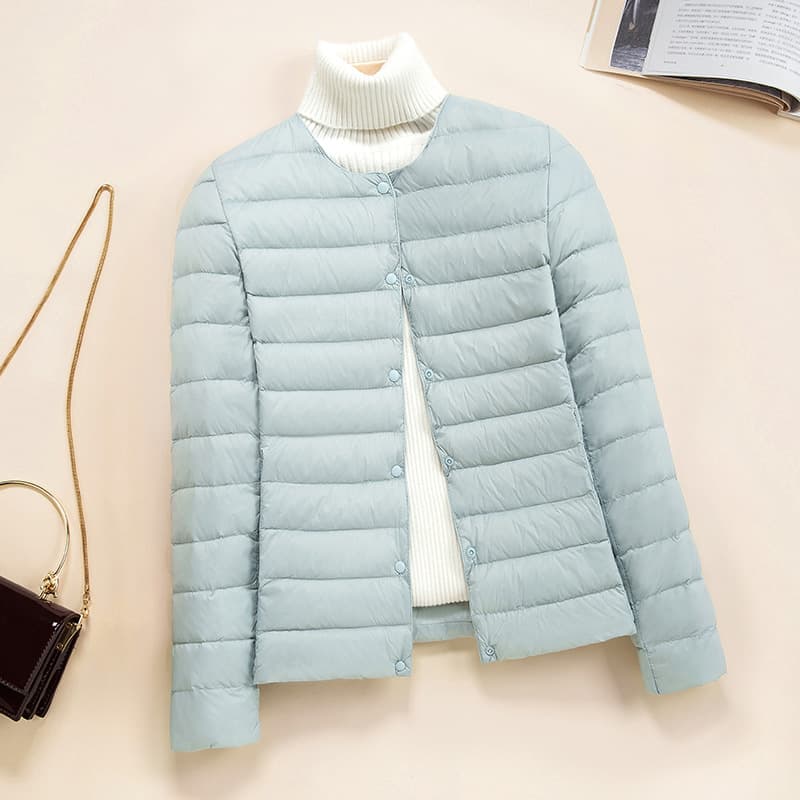 Lightweight Down Jacket Women Short 2024 New Round Neck Thin Vest Slim Fit Inner Wear Plus Size Coat Trendy