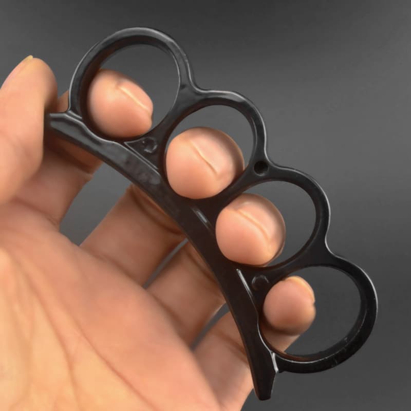Mini outdoor small shoulder strap tiger finger ring four-finger fist ring portable fist buckle four-finger hand buckle for self-defense