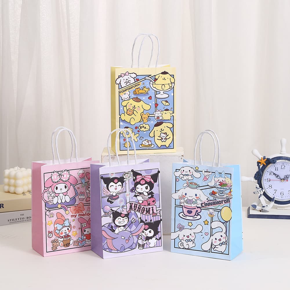 Cartoon My Melody Kuromi Cinnamoroll Gift Bag Shopping Tote Paper Bag Creative Gift Bag Souvenir Bag
