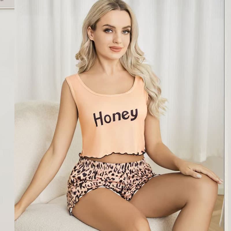 Factory Direct Camisole Shorts Loungewear Set Export Summer Women's Sweet Sexy Pajamas Amazon US Europe
