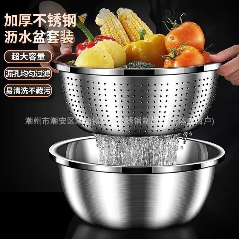 Stainless Steel Bowl, Food-Grade Deep Premium Wide Household Kitchen Mixing Bowl, Extra Thick Dough Bowl, White Steel Bowl