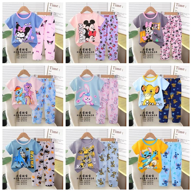 Kid's Pajamas 2026 Summer Korean Style Short Sleeve Long Pants Children's Casual Pajamas Factory Direct Supply