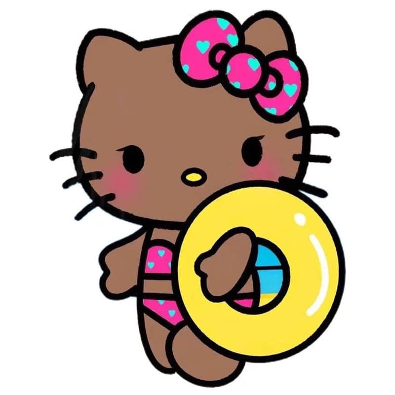 Black HelloKitty Electric Vehicle Car Decal Sticker Motorcycle Scratch Cover Waterproof Sunscreen Decorative Sticker