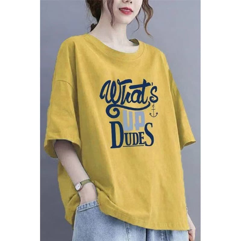 Cotton Summer New Arrival Plus Size Loose Printed Round Neck Top for Female Students Trendy All-Match Harajuku Style Short-Sleeved T-Shirt
