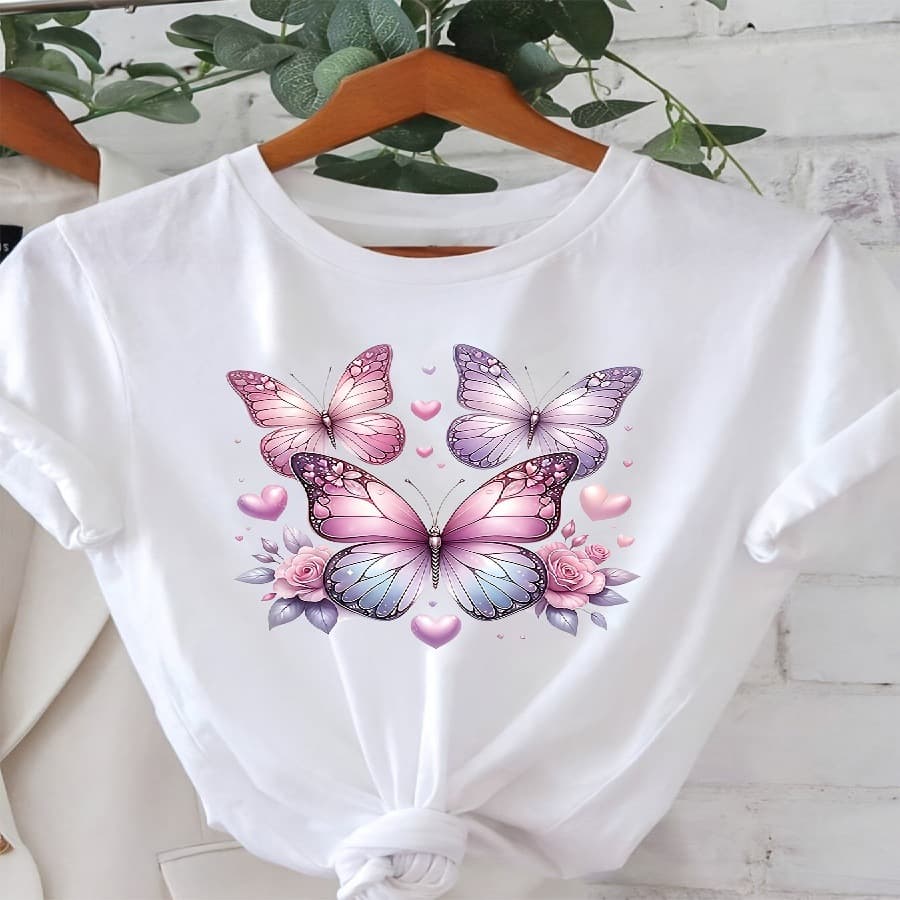 Cross-border In Stock Printed Short Sleeve T-Shirt for Women, Fun Top, New European and American Style Summer Casual Loose Short Sleeve T-Shirt Women's Clothing