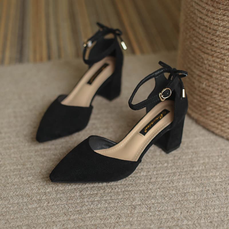 Baotou sandals women's hollow 2026 spring and summer new style evening style thick heel single shoes Korean style bow professional high heels