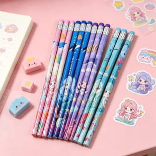 Cross-border Cute Cartoon Mermaid Pattern Pencil Children's Learning Supplies Elementary School Exam Pencil Stationery Wholesale