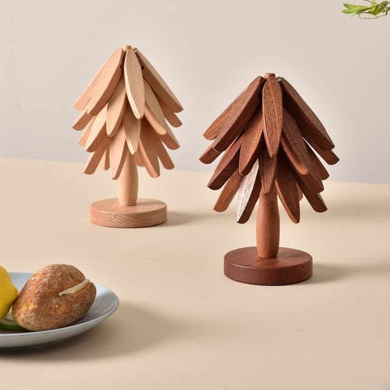 Solid Wood Tree-Shaped Heat Insulation Mat, Dining Table Mat, Creative Home Use, Anti-Scald Pot Mat, Cup Mat, Wooden Decorative Bowl Mat