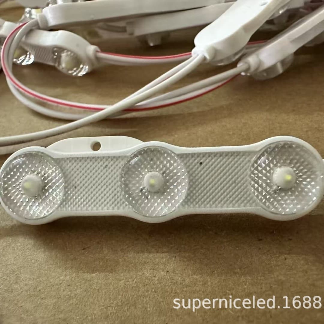 2835 Back-Injection Molded LED Advertising Light Source, 3-Lamp High Brightness Waterproof Module with Lens for Advertising Lighting