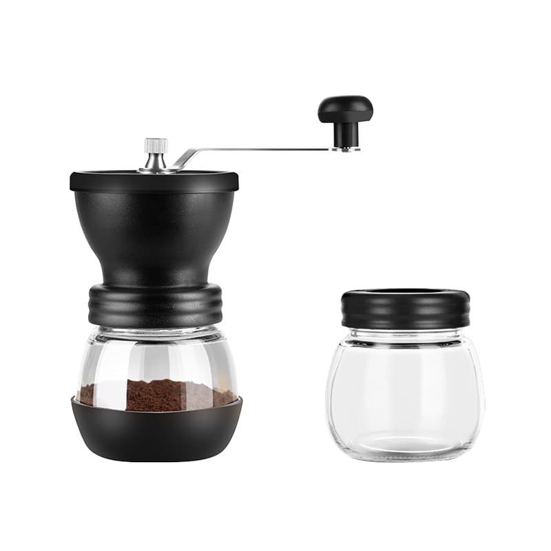 Manual Hand-Crank Coffee Grinder, Glass Body, Washable, Coffee Bean Grinder