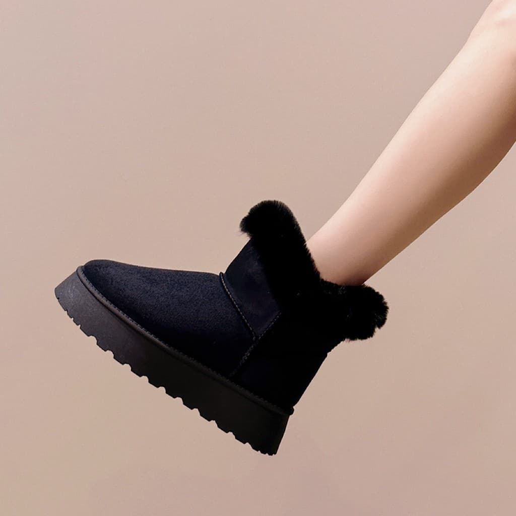 2025 New Winter Snow Boots for Women, Plush-Lined Thick Cotton Shoes, Warm Thick Sole, Furry Boots