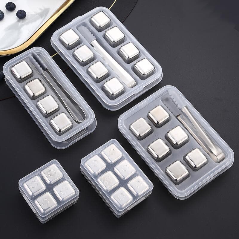 New Chinese-style 304 stainless steel ice pellets quick-freeze beer whiskey ice stone metal miracle ice cube boxed set