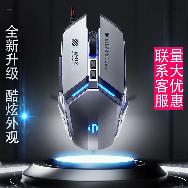 INPHIC W2 Wired Mouse for Esports Gaming with Macro Definition, Illuminated Office Use for Desktop and Laptop Computers