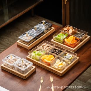 Snack Divider Platter Acrylic Fruit Tray Bar KTV Snack Plate Commercial Snack Candy Tray with Compartments