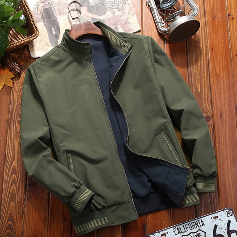 Cross-border Spring and Autumn Jacket 2026 New Men's Reversible Jacket Stand Collar Loose Casual Thin Solid Color Top Trendy