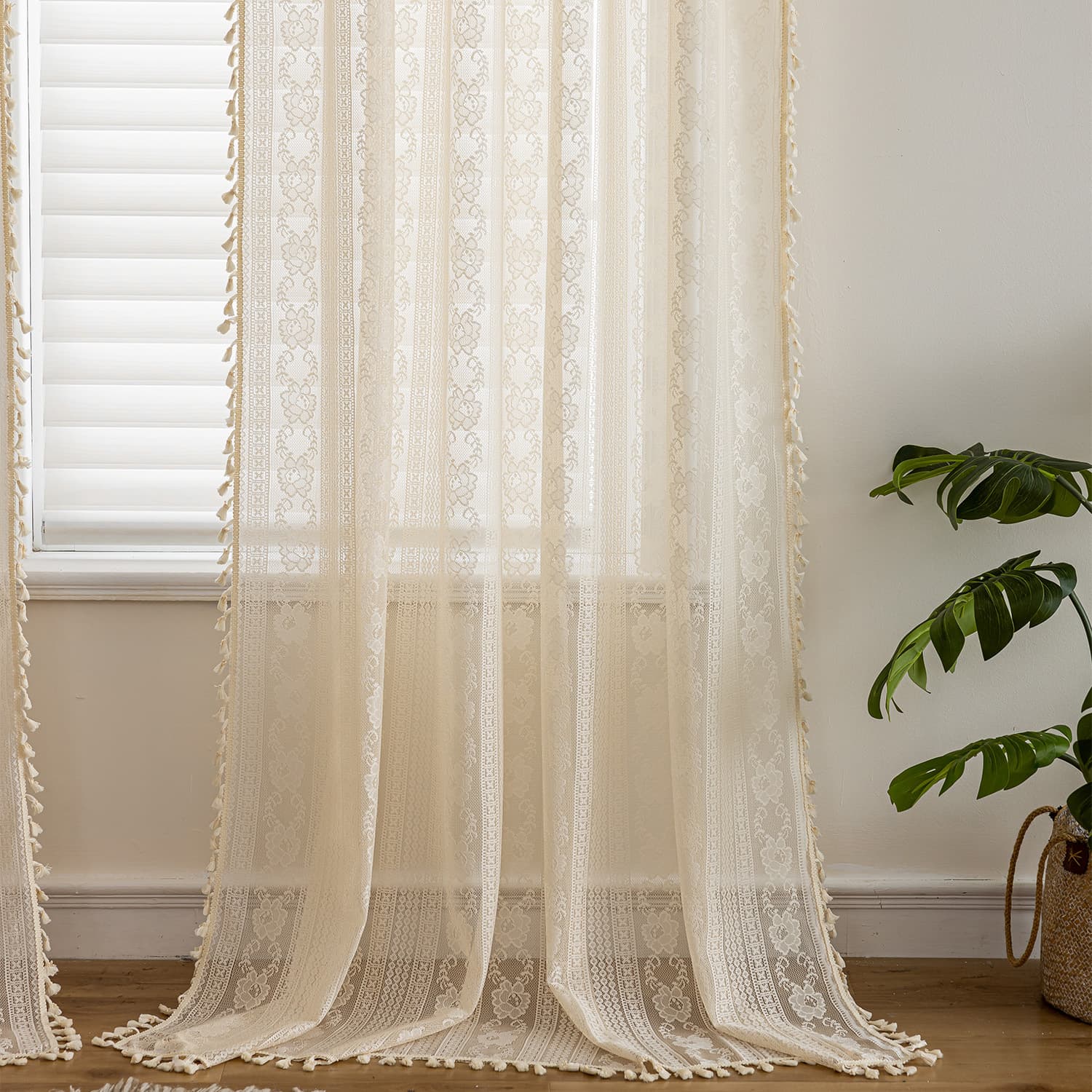Jacquard sheer curtains for living room, bedroom, balcony, lace, floral, pastoral style fabric, Amazon factory wholesale.