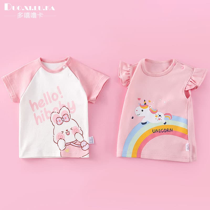 Duoxilu Kids Girls T-Shirt Short Sleeve Summer Half Sleeve Children Undershirt Summer Class A New