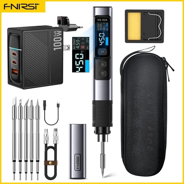 FNIRSI HS-02 Smart Soldering Iron 100W Portable Constant Temperature Soldering Station Pen for Home Repair Welding