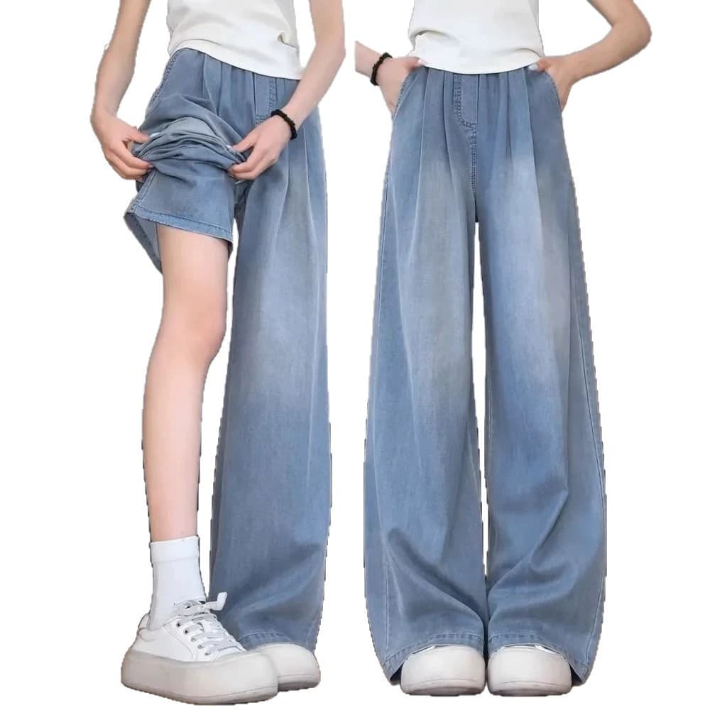 Tencel Casual Pants Women Summer New Great-Looking Straight-Leg Pants with Drape Loose Wide-Leg Pants for Petite