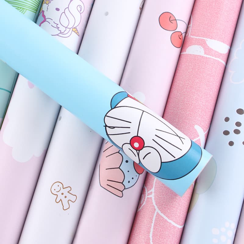 Cartoon Wallpaper Self-Adhesive Waterproof and Moisture-Proof Living Room Bedroom Warm Children's Room Background Wall PVC Sticker Wallpaper Home Decor