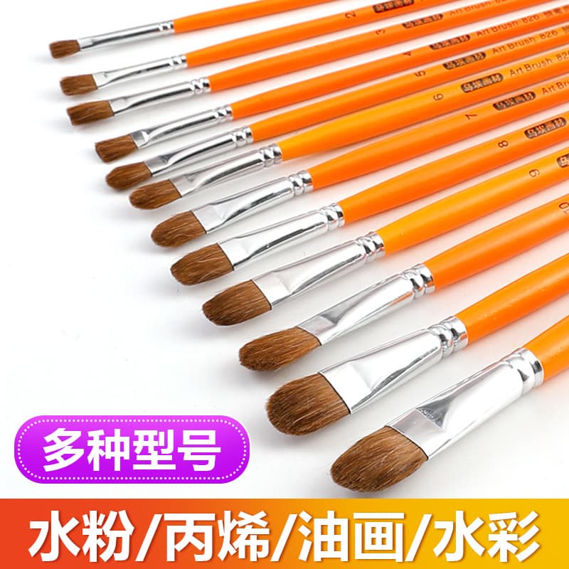 Gouache Brush Set for Acrylic Painting, Art Supplies for Elementary Students, Round Tip Wolf Hair Oil Painting Brush Set