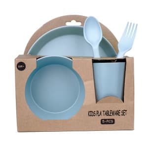 PLA Biodegradable Eco-Friendly Tableware Wholesale, Baby & Toddler Feeding Set 5-Piece, Kids Complementary Food Tableware