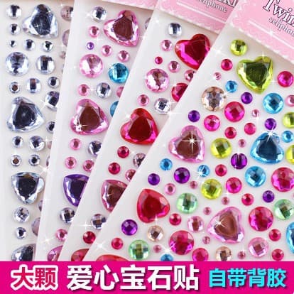 Children's Decorative Gem Stickers, 3D Shiny Diamond Crystal for Girls Princess Rewards