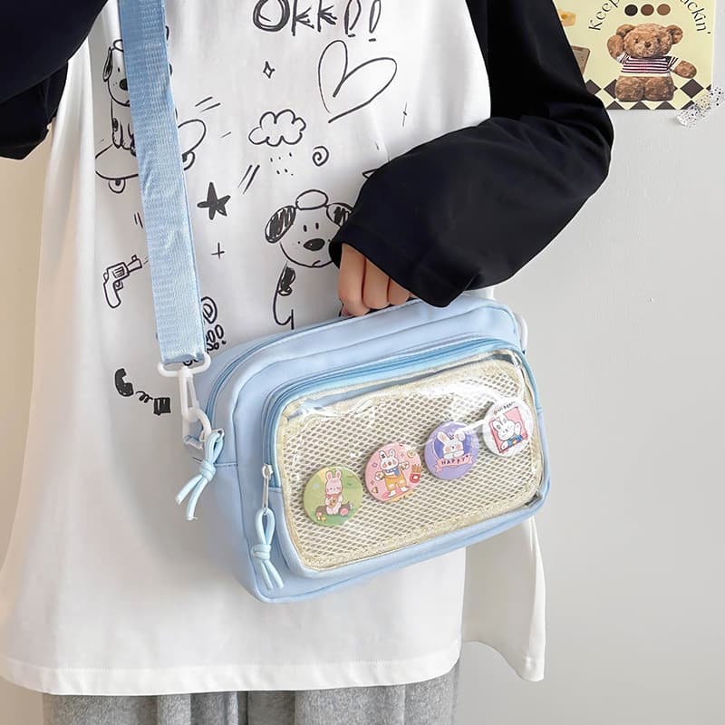 2024 New Small Square Bag Japanese-style Ita Bag Badge Medal Trendy Fashion Women's Bag Personality Shoulder Bag Crossbody Bag