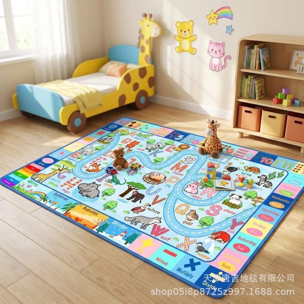 Cross-border Amazon Children's Educational Game Carpet, Living Room Full Coverage Durable Easy to Clean Floor Mat, Kids Room Decorative Mat