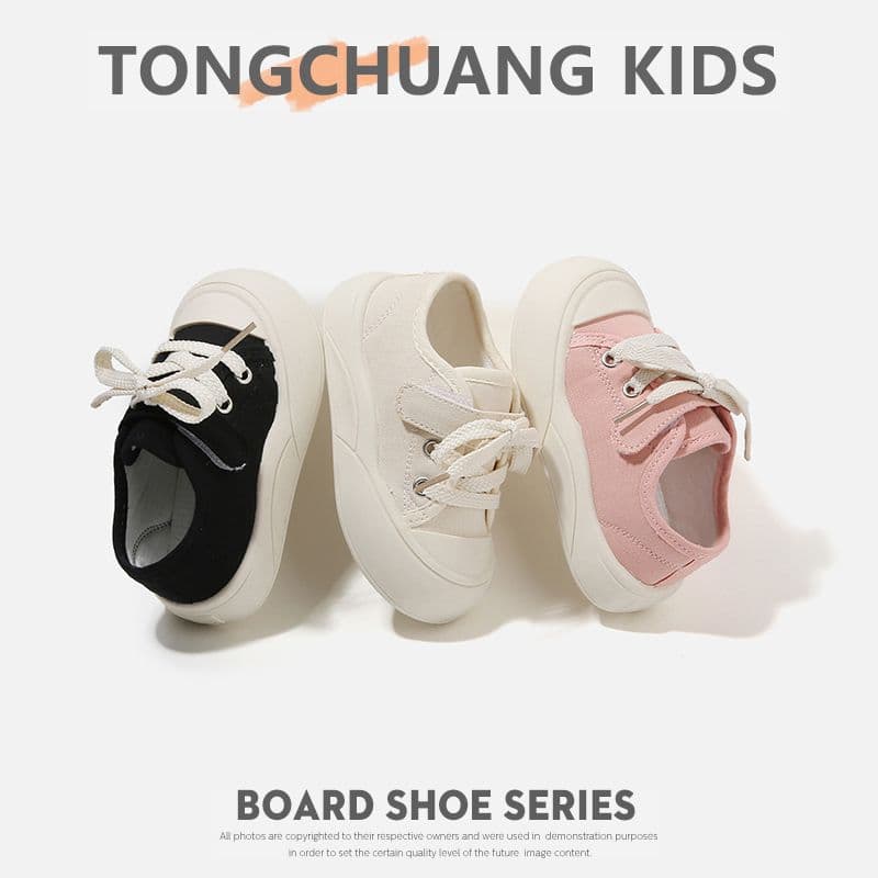 New Children's Ugly Cute Canvas Shoes Spring Boys Girls Velcro Sneakers Baby White Shoes Korean Style Big Toe Anti-Kick Shoes