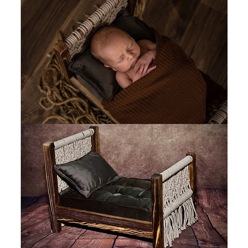 Kids Photography Prop Small Bed Studio Photo Prop 100 Days Newborn Wooden Bed Full Moon Distressed Baby Photo Bed
