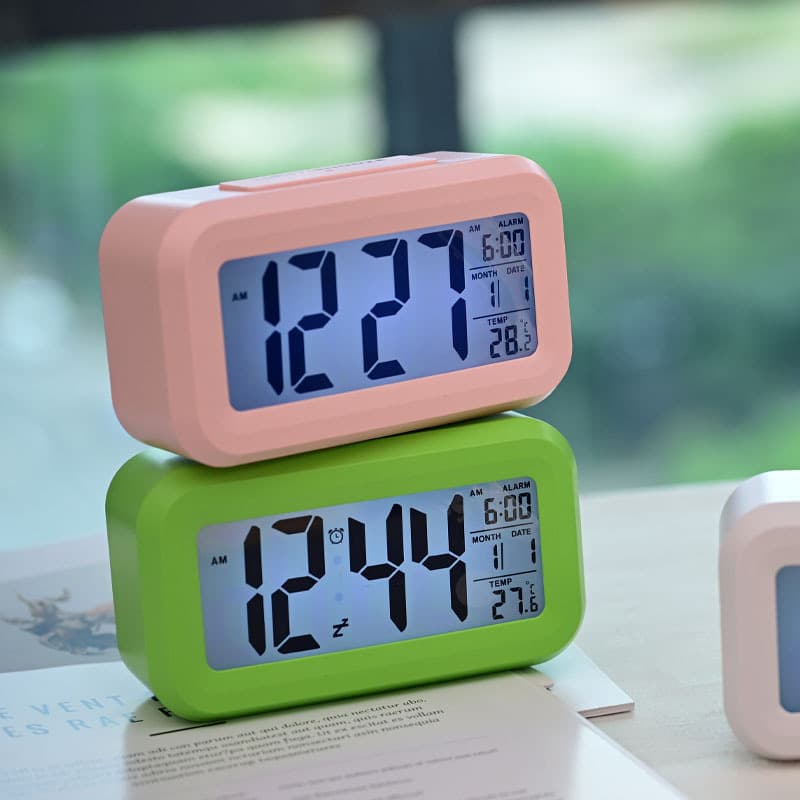 Children's Alarm Clock Student Alarm Clock Silent Movement LCD Large Screen Night Light Smart Clock Cross-Border Best Seller