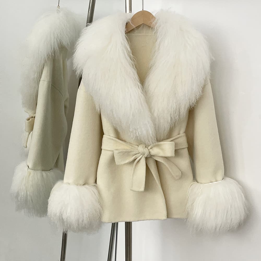 Wool Coat for Women Premium Autumn Winter Double-Faced Cashmere Coat Fashion Versatile Double-Sided Wool Outerwear