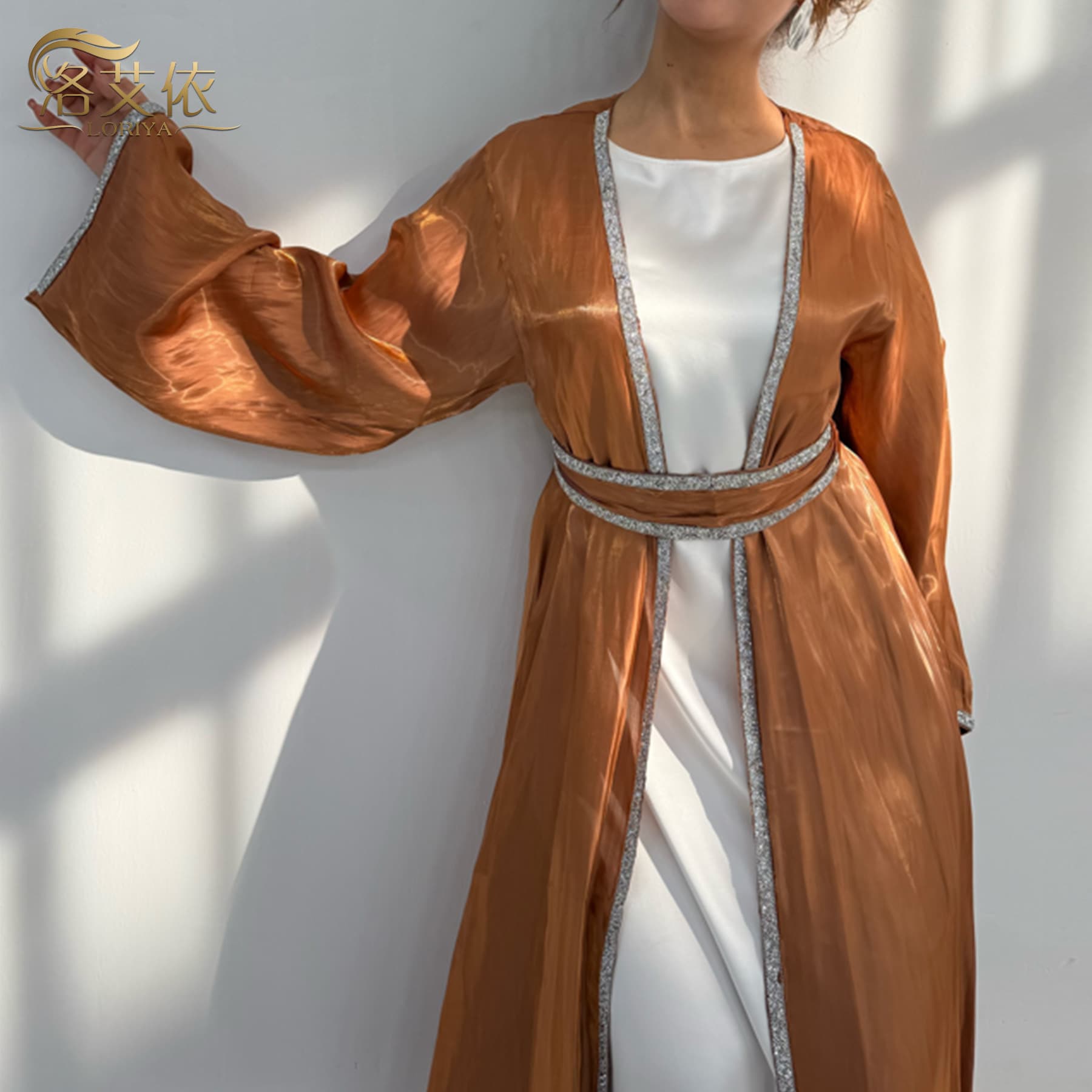 Daily Solid Color Trimmed Robe Cardigan LR699 (Just Cardigan)
