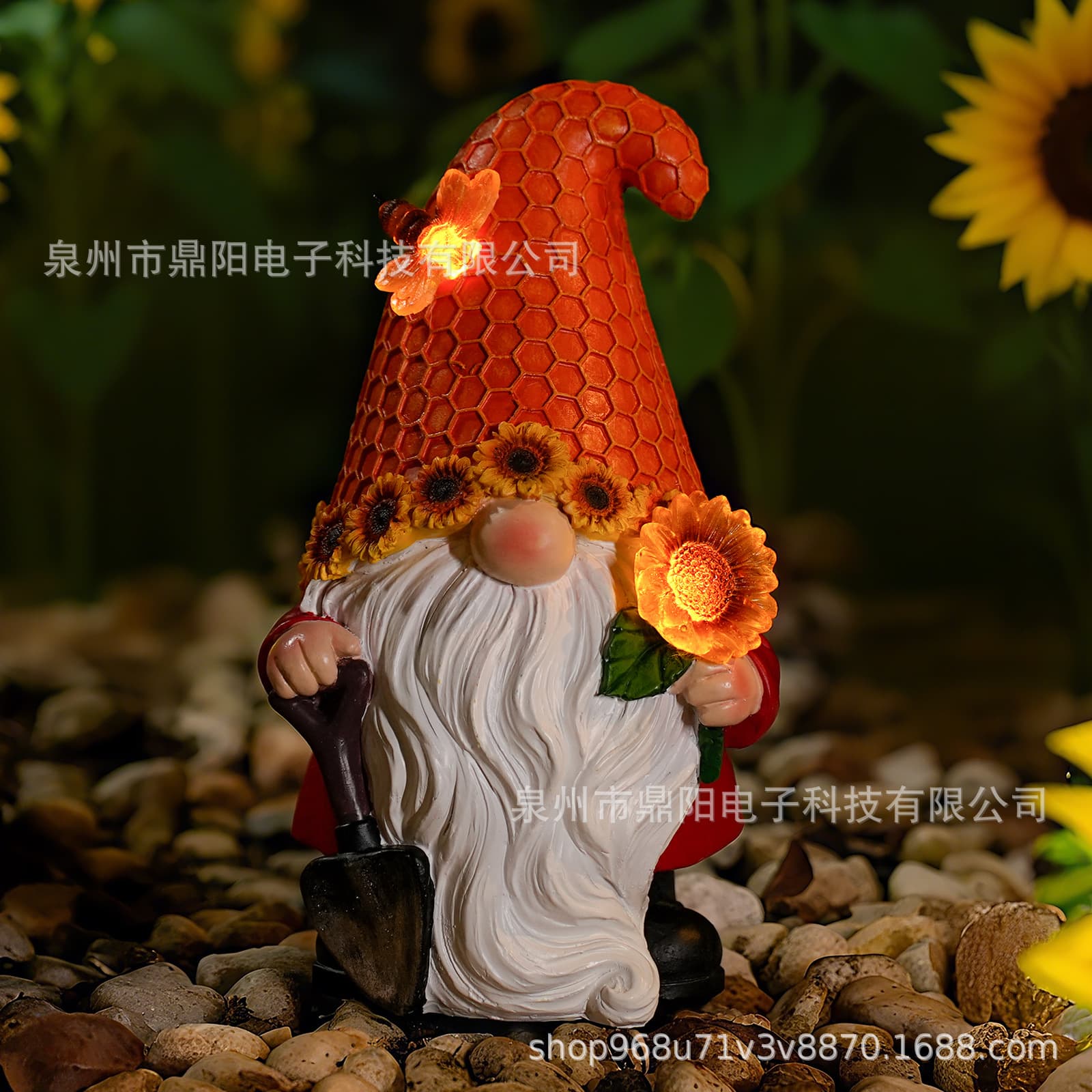 New Cross-border Solar Sunflower Gnome Statue Light Outdoor Garden Lawn Decor Ornament