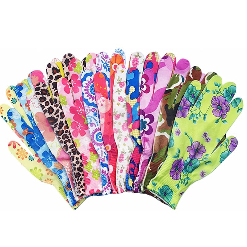 12 Pairs Mixed Color Cross-Border Thin Nylon Gloves Knitted Pattern Wear-Resistant Work Anti-Slip Yarn Tea Picking Household Breathable
