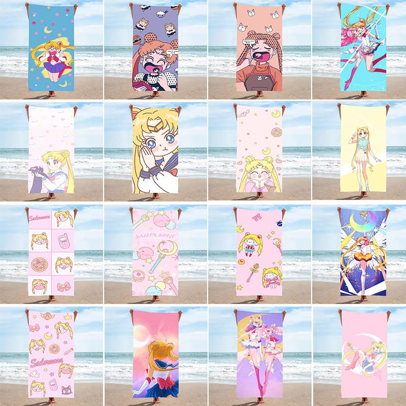 Japanese Style Cute Animation Secondary Dimension Towel Seaside Swimming Absorbent Bath Towel Quick-drying Children's Towel Beach Towel